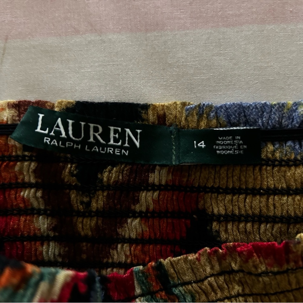 Ralph Lauren Lauren Tiered Mini Skirt Size 14 Southwestern Aztec Print Boho - Picture 7 of 8